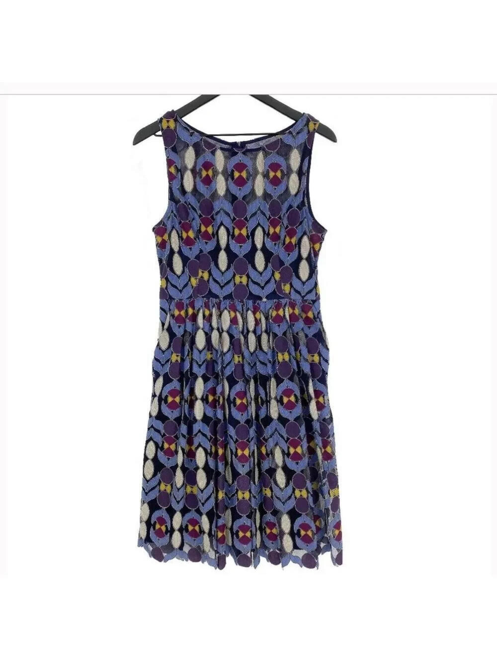 Anthropologie Maeve Dress Chelan Lace Overlay Dress Sleeveless Blue Multi sz 0